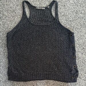 Guess Black Knit Tank Top with Side Details